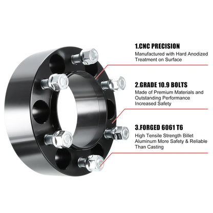 4pcs 6 Lug 2 in M12x1.5 Thread 6x5.5 in Wheel Spacers Black for Universal