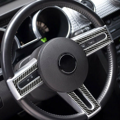3 x Carbon Fiber Steering Wheel Cover for Ford Mustang (2005-2009)