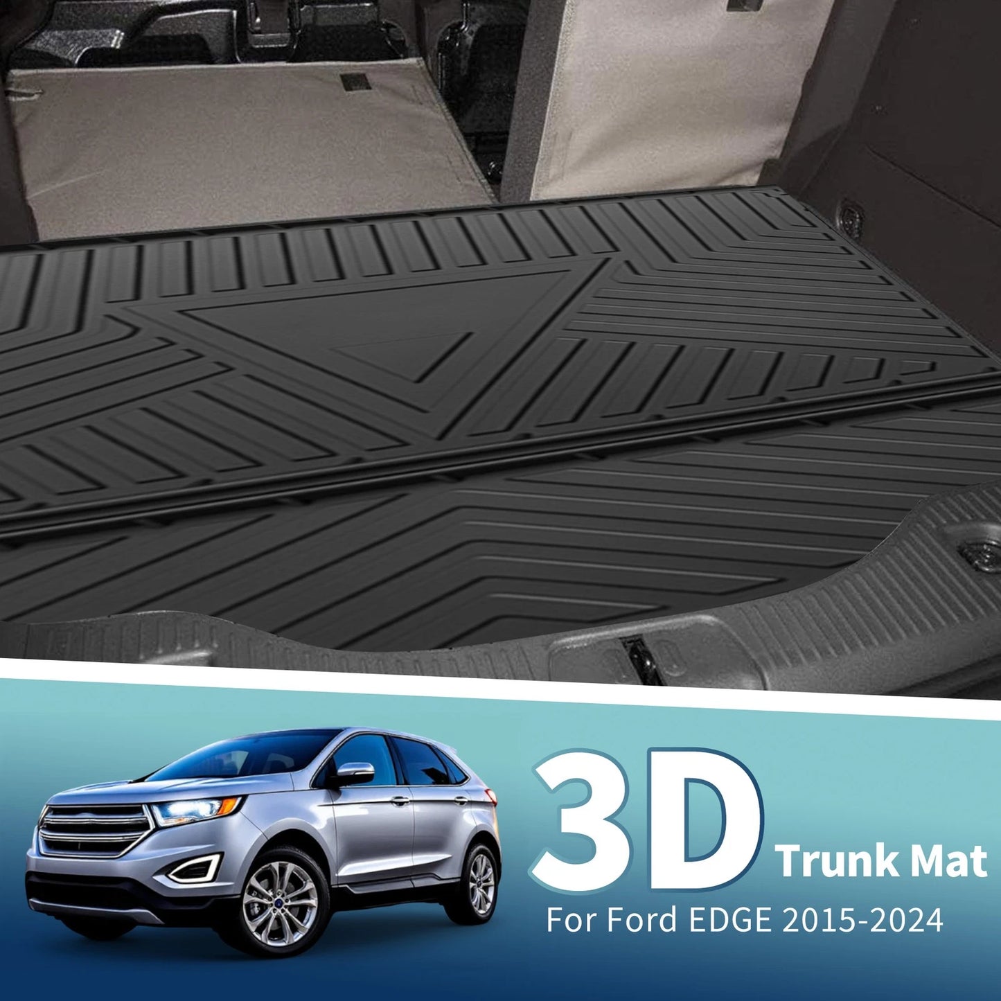 Flat Face Cargo Liner Rear Trunk Mat for Ford Edge (2015-2024) 1 x TPE