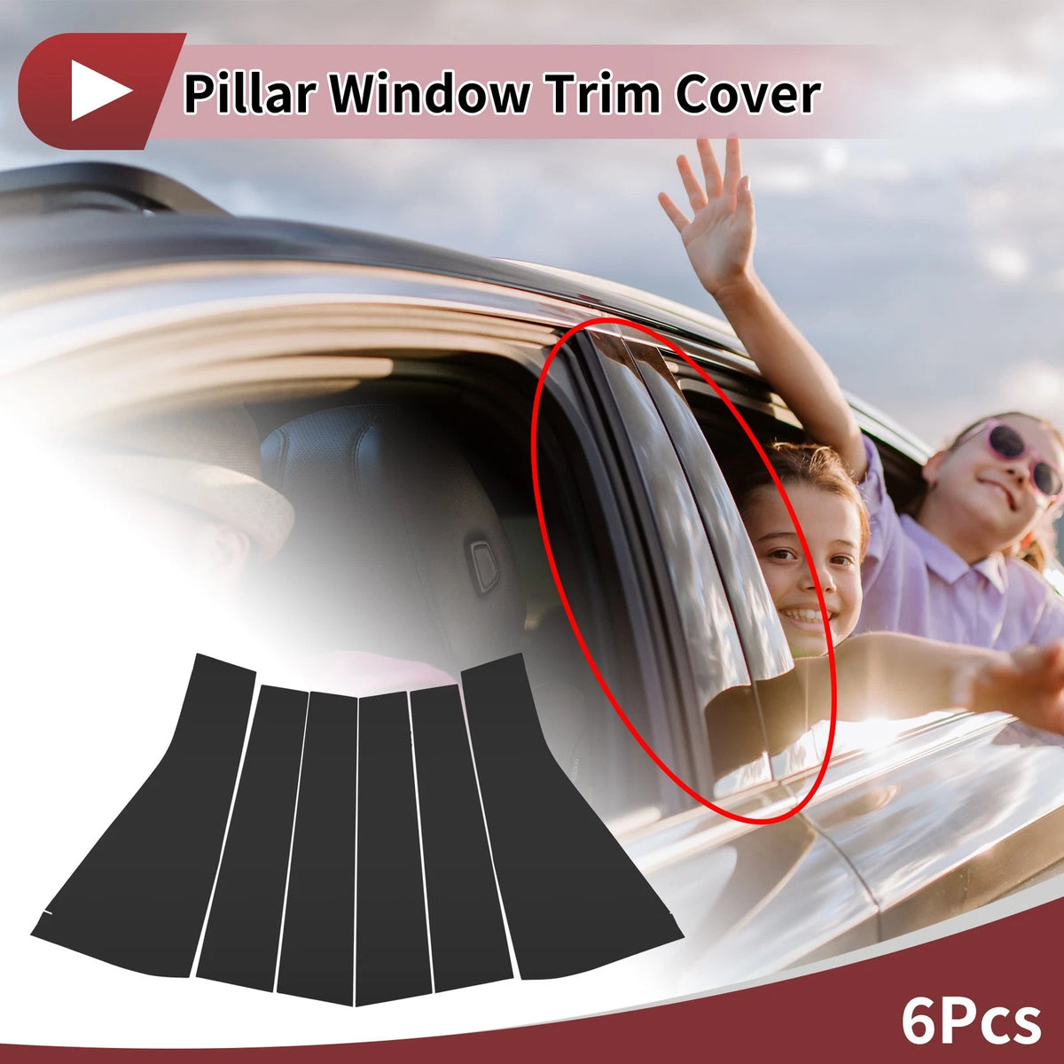 6 Pcs Door Pillar Window Trim for KIA Carnival (2020-2023) Black