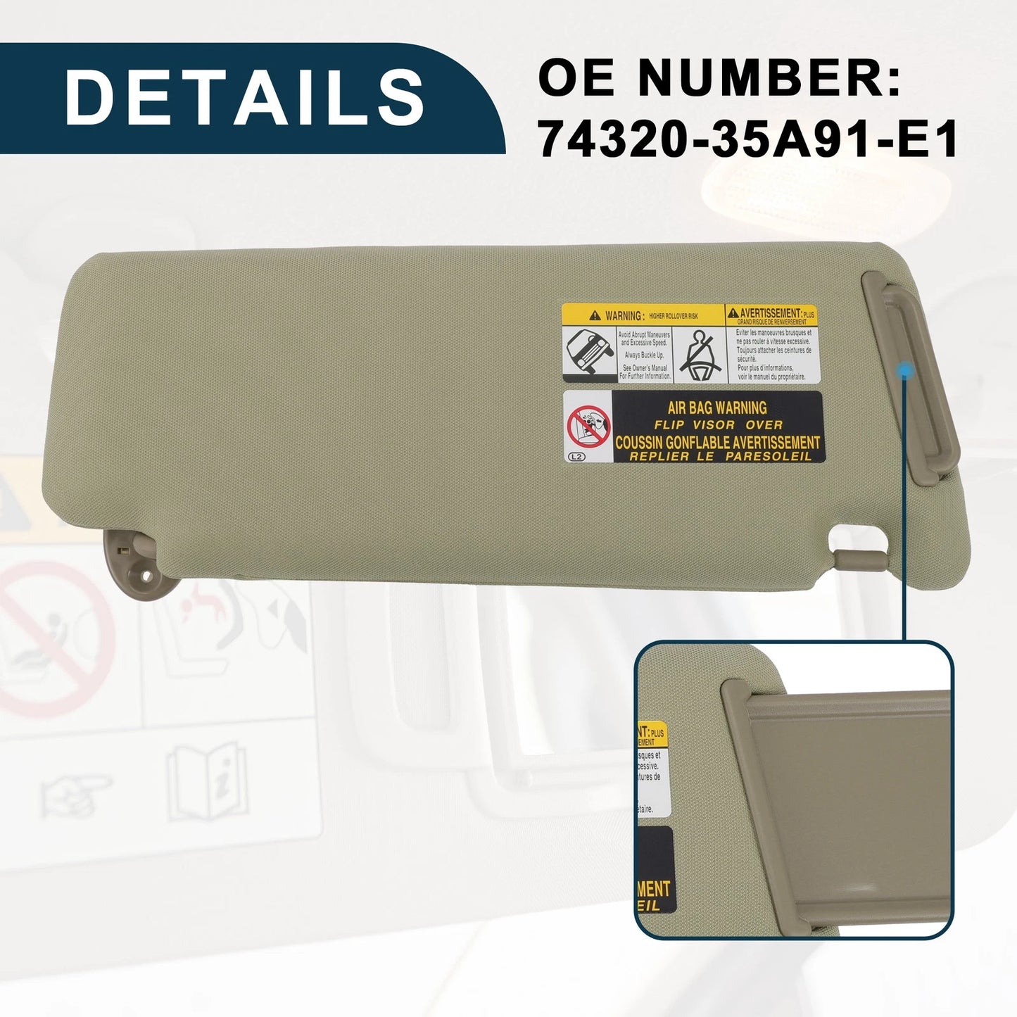 Left Driver Side Sun Visor w/ Mirror for Toyota 4Runner (2003-2023)