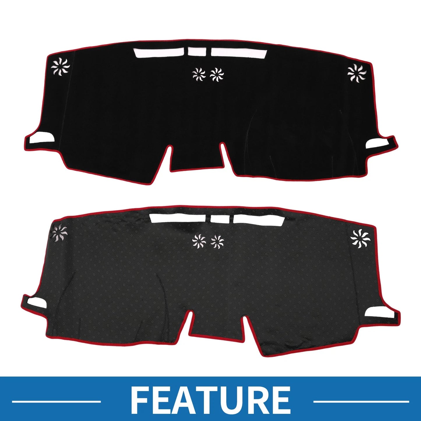 Dashboard Cover Mat for Toyota Sienna 2021-2024 Sun Protector Pad Black Red
