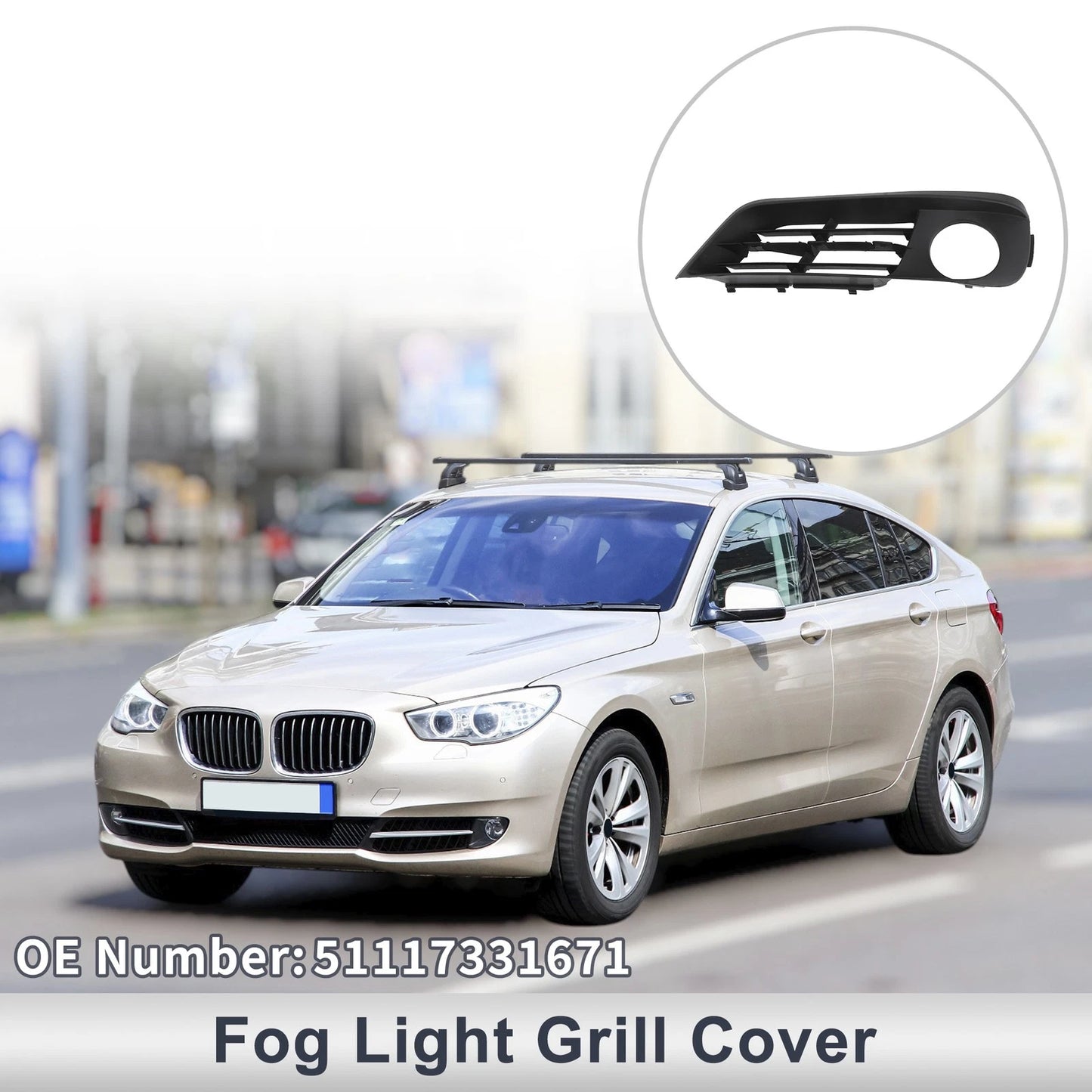 Front Left Fog Light Grill for BMW 535i GT (2010-2017) - 1 x Quality Replacement
