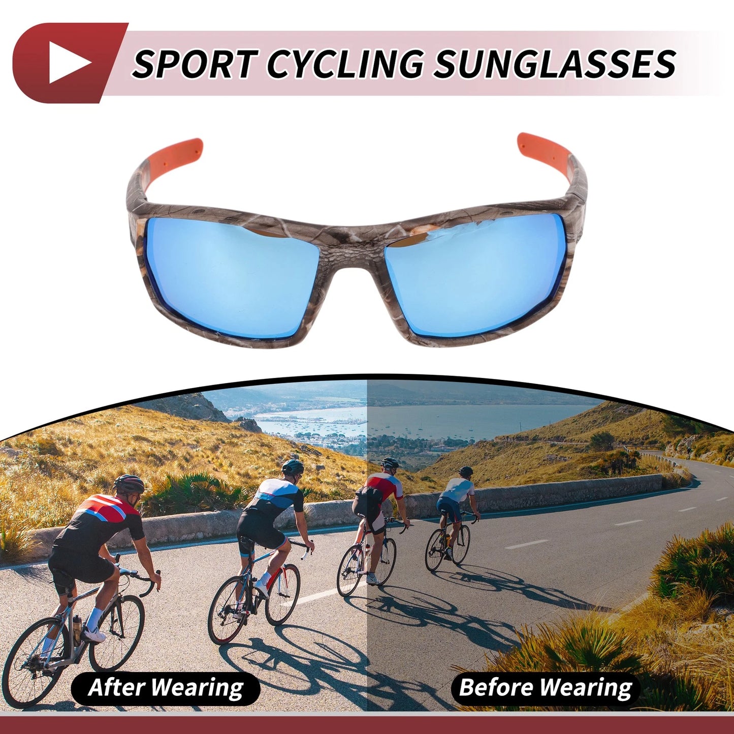 Motorcycle Riding Goggles Blue Lens Marble Frame Tri-acetel Cellulose