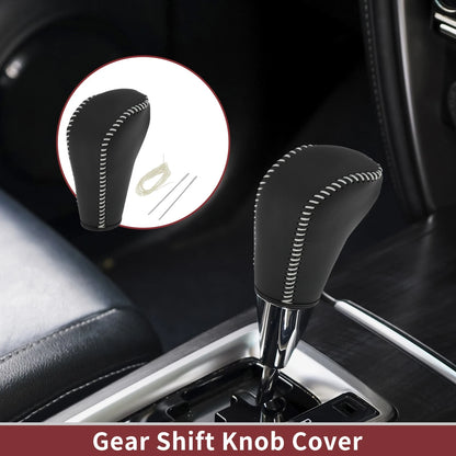 Gear Shift Knob Cover for BMW 3 Series E90 Black Beige Faux Leather