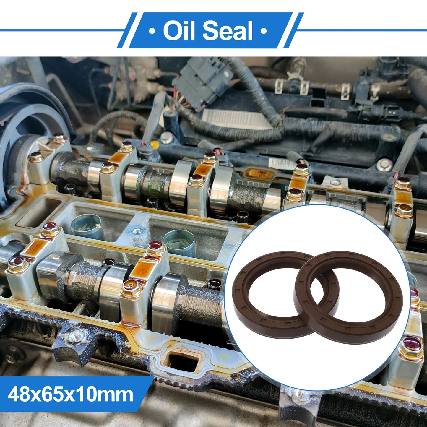 Oil Seal 48x65x10mm Brown FKM Rubber 2 x for Make Model