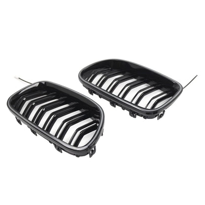 Glossy Black Front Kidney Grille with Light Strip for BMW 5-Series (2010-2016)