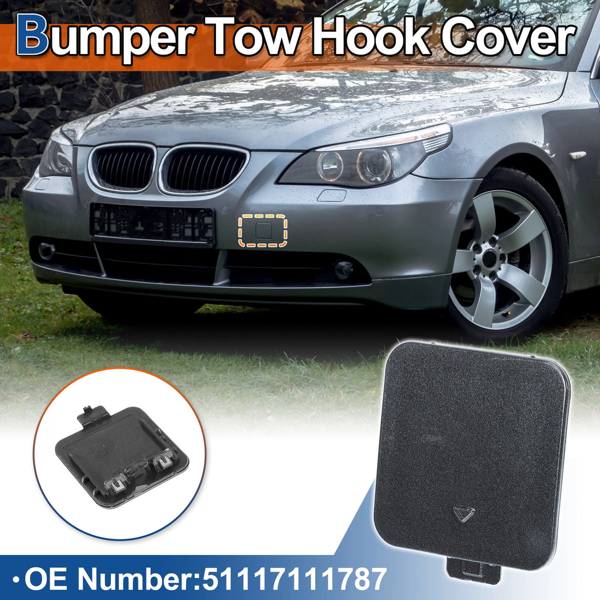 Bumper Tow Hook Cover for BMW 525i 530i 2004-2007 (2 x Gray)