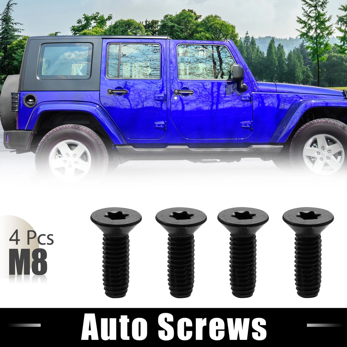 4pcs Auto Screws for Jeep Wrangler CJ7 YJ TJ Tailgate Door Bolts (1976-2006)