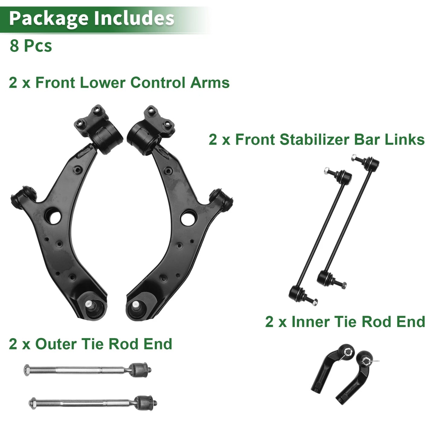 8 Pcs Front Lower Control Arms for Mazda 3 (2004-2009)