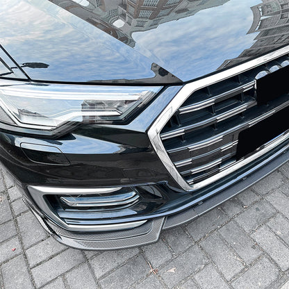 Bumper Spoiler Lip Kit for Audi A6 C8 Sline (2018-2025) Carbon Look