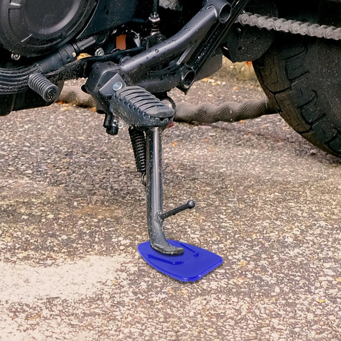 Blue Kickstand Pad / Side Stand Extension Pad for Motorcycle