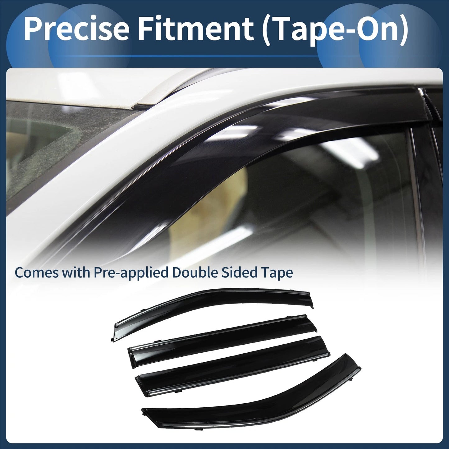 Window Deflectors for Toyota Highlander Side Window Vent Visors Black 2014