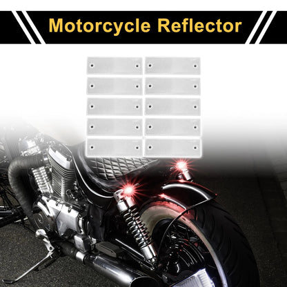Reflector White Rectangle 15x5cm 10 Pcs for Motorcycle
