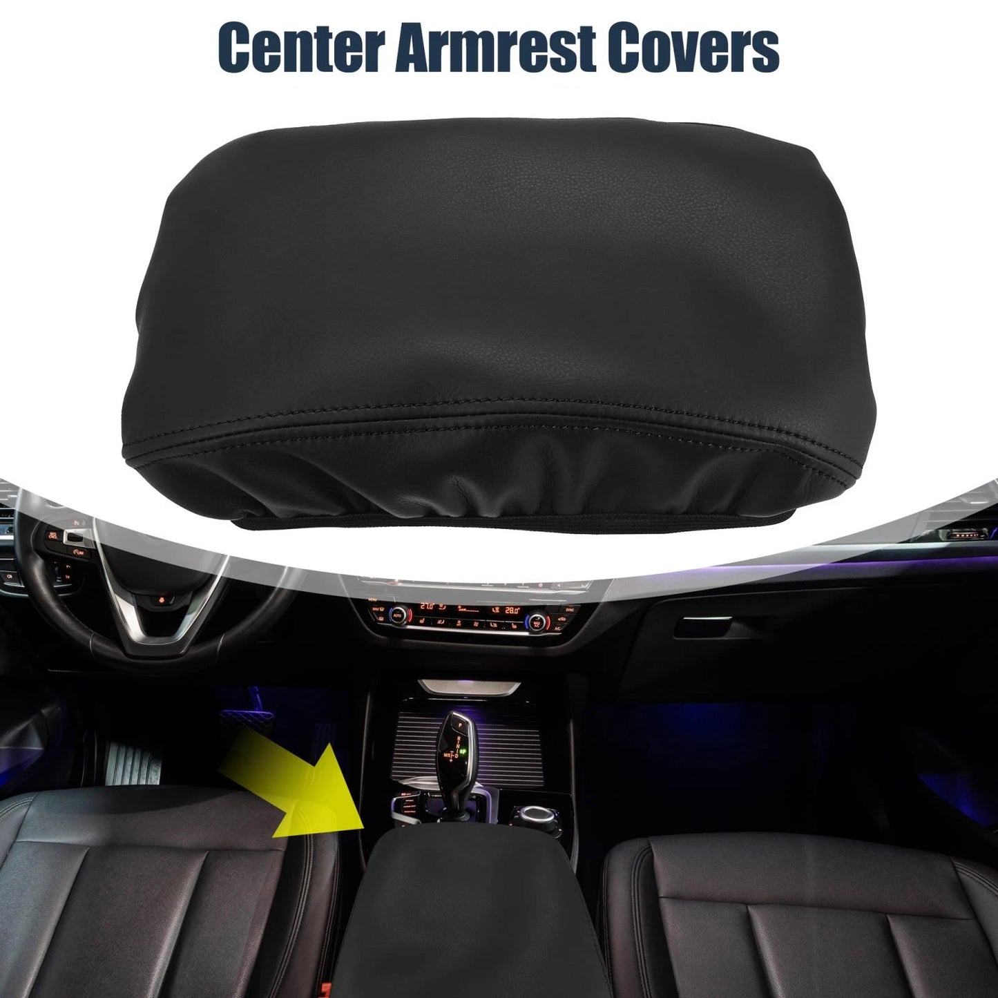 Black Microfiber Leather Armrest Cover for BMW X3 (2011-2017)