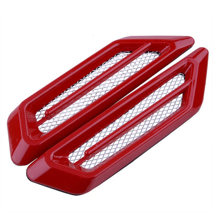 2 x Red Car Exterior Hood Air Flow Fender Side Vent Intakes for Universal Models