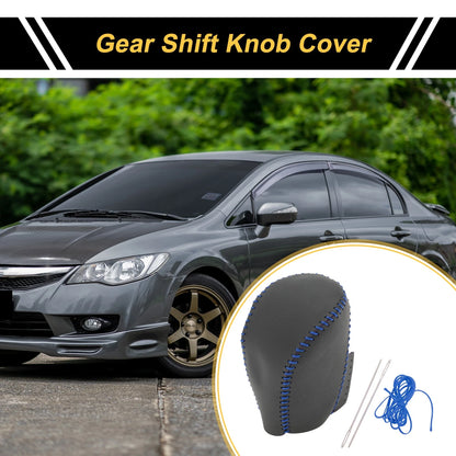 Car Gear Shift Knob Cover for Honda Civic (2016-2021) Black Blue Faux Leather