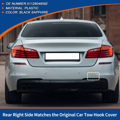 Rear Bumper Tow Hook Cover for BMW 5 Series (2011-2017) Black Sapphire