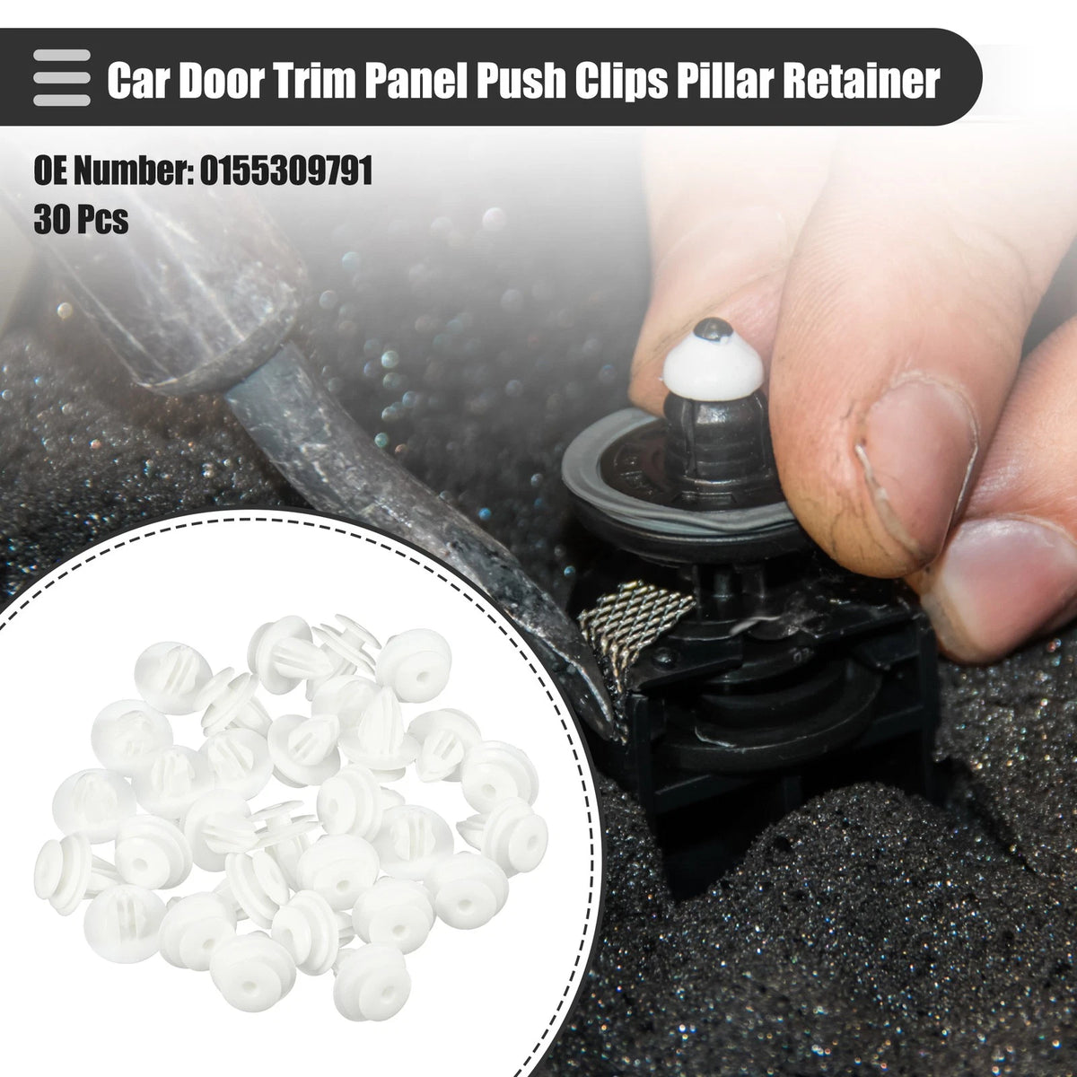 30 Pcs Car Door Trim Panel Push Clips for Nissan (No.0155309791)