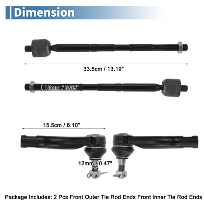 4pcs Front Inner Outer Tie Rod Ends for Toyota RAV4 & Scion TC (2006-2012)