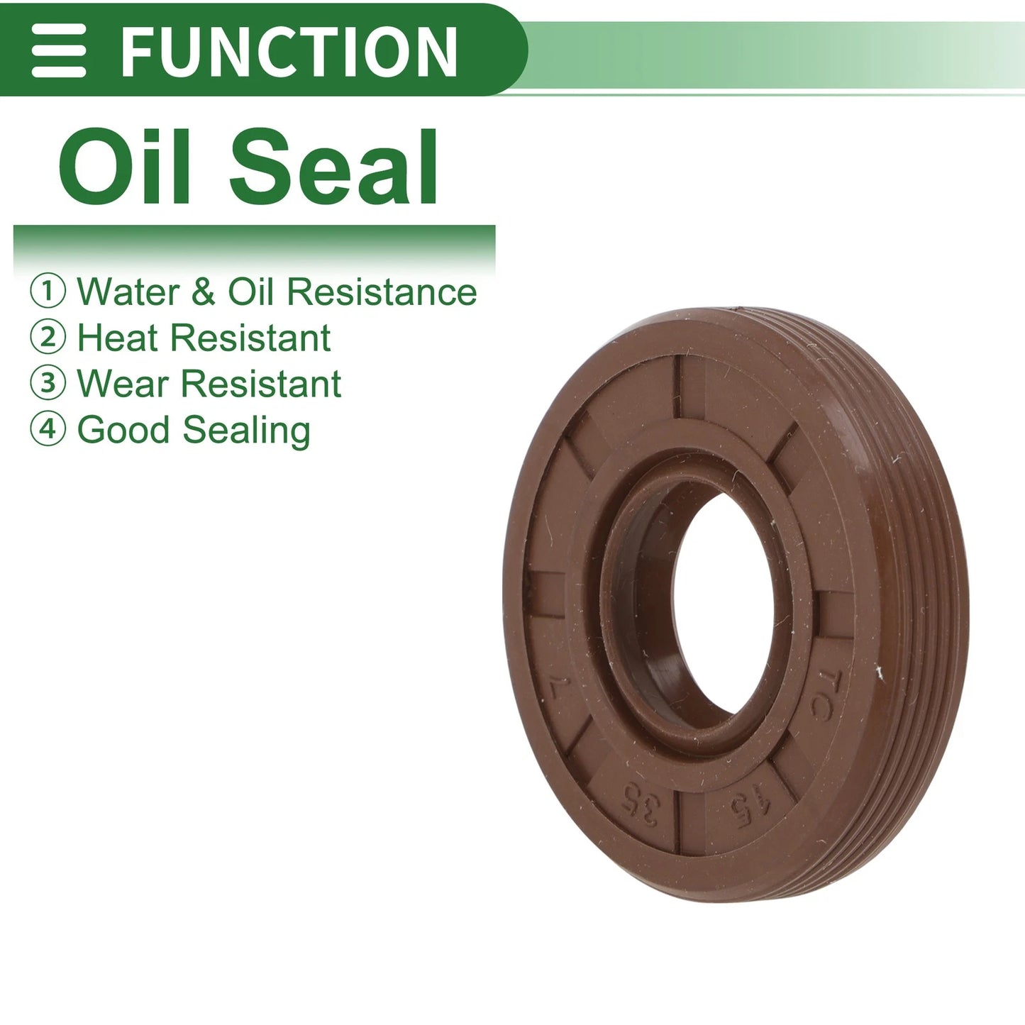 Oil Seal FKM Rubber 15x35x7mm High Pressure Brown 5 Pcs