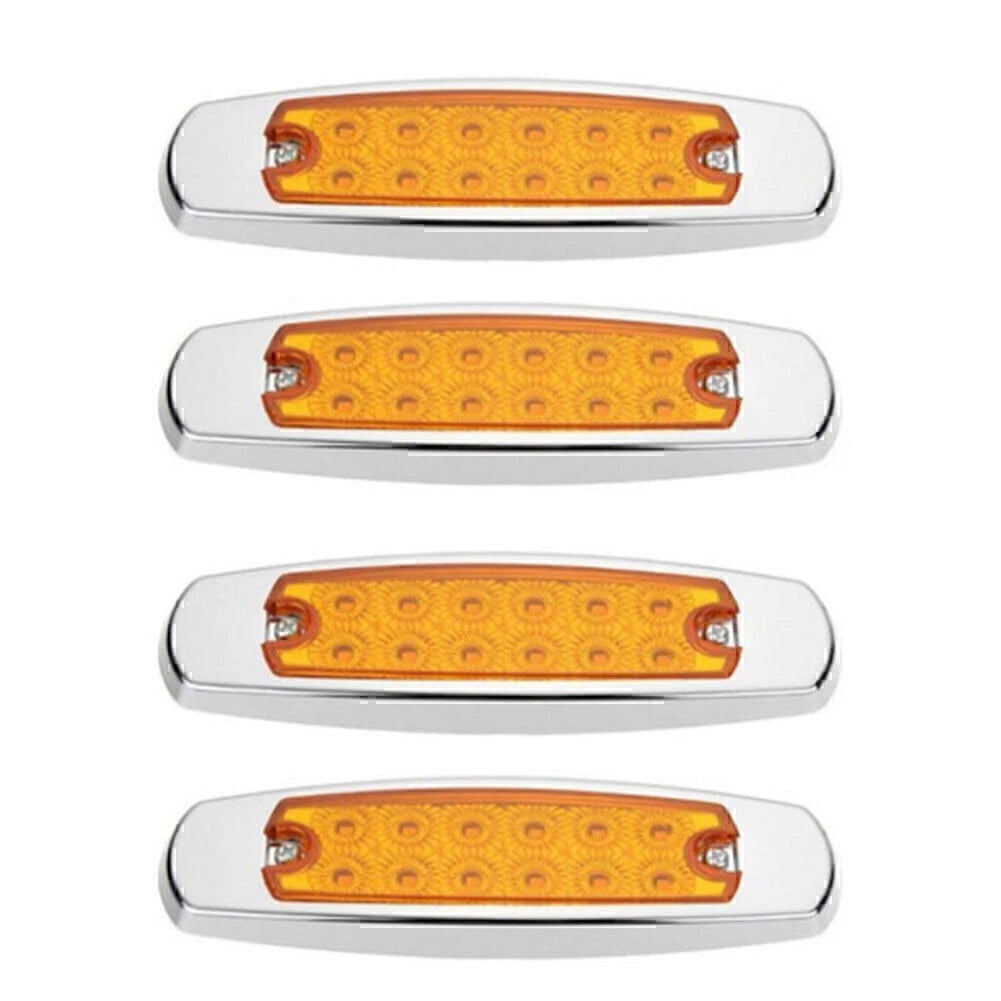 4 x Amber 12 LED Side Marker Lamps for Freightliner Truck Trailer Lights