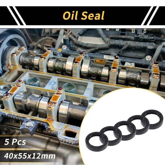 Oil Seal 40x55x12mm Rotary Shaft Seal NBR Rubber Black 5 Pcs