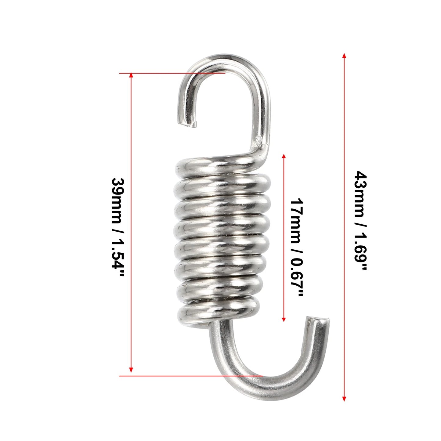 6 x 43mm 1.69" Motorcycle Muffler Exhaust Pipe Springs for Universal Silver Tone