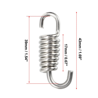 6 x 43mm 1.69" Motorcycle Muffler Exhaust Pipe Springs for Universal Silver Tone