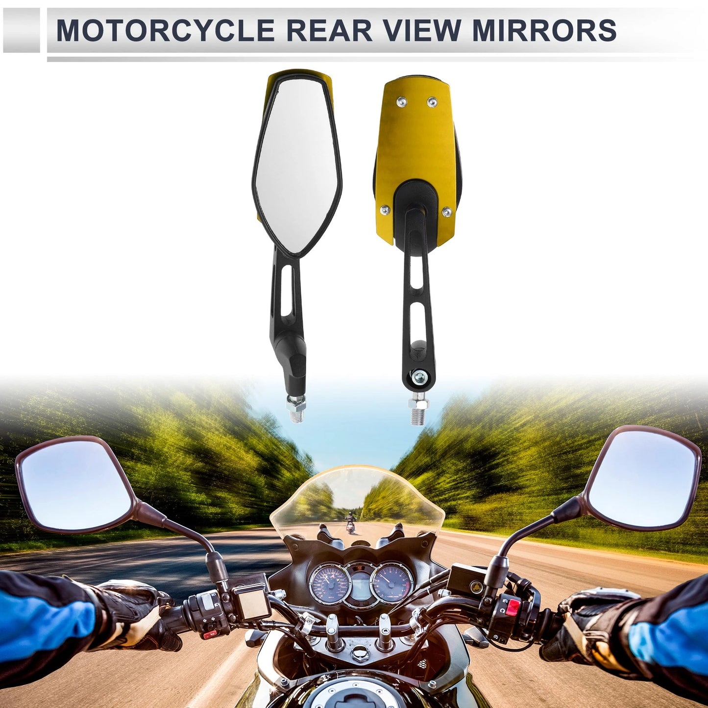 2 x M8/M10 Rear View Mirrors for Motorcycle