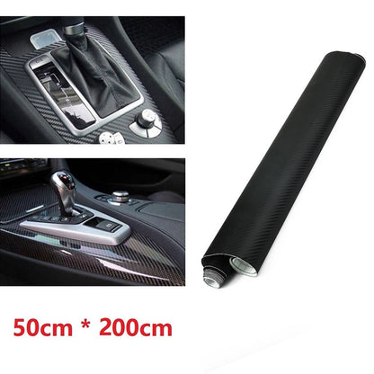 50x200cm Car 3D Matt Black Carbon Fiber Vinyl Wrap Roll Sticker Decal