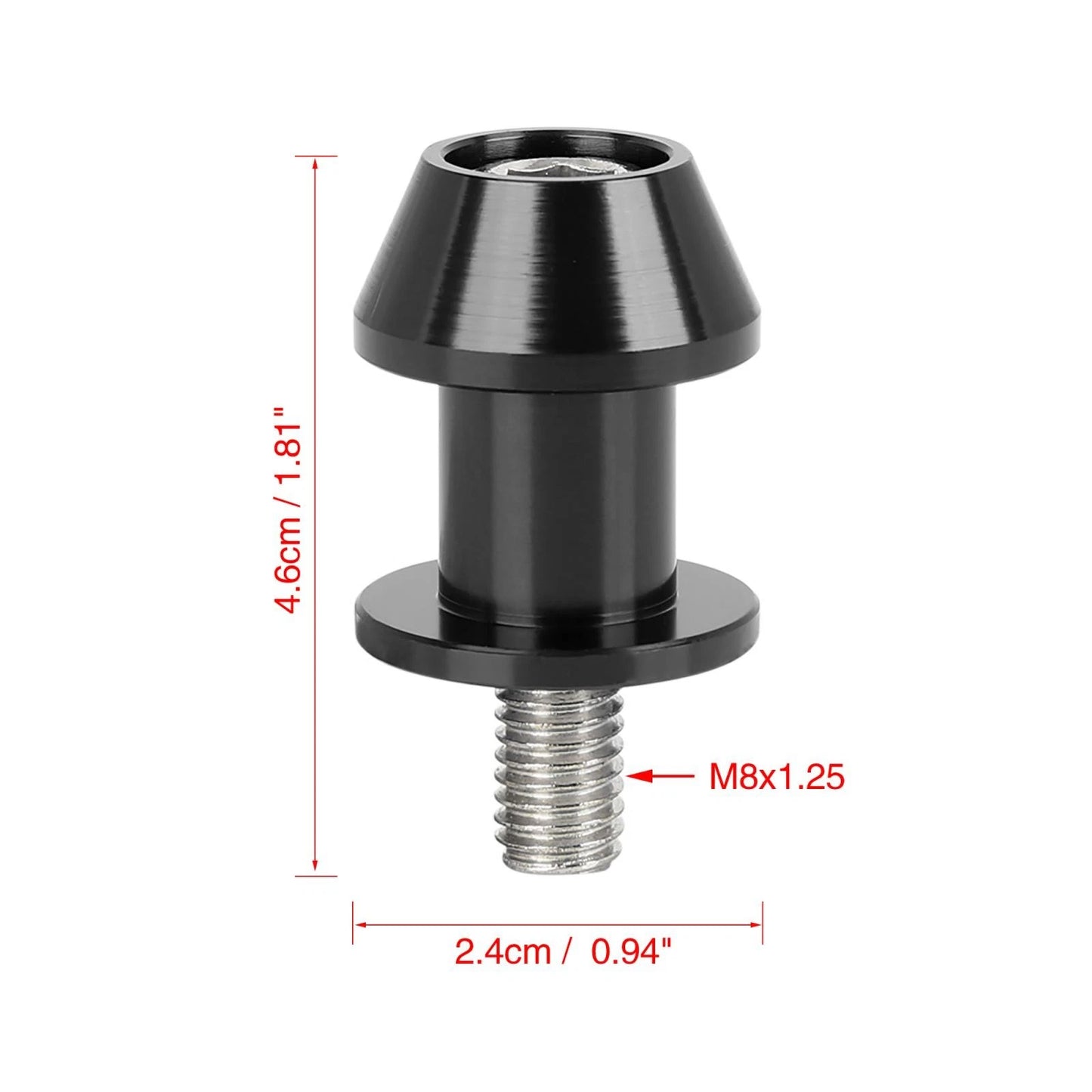 M8x1.25 Motorcycle CNC Swingarm Slider Spool Bobbin Starting Frame Screw Black