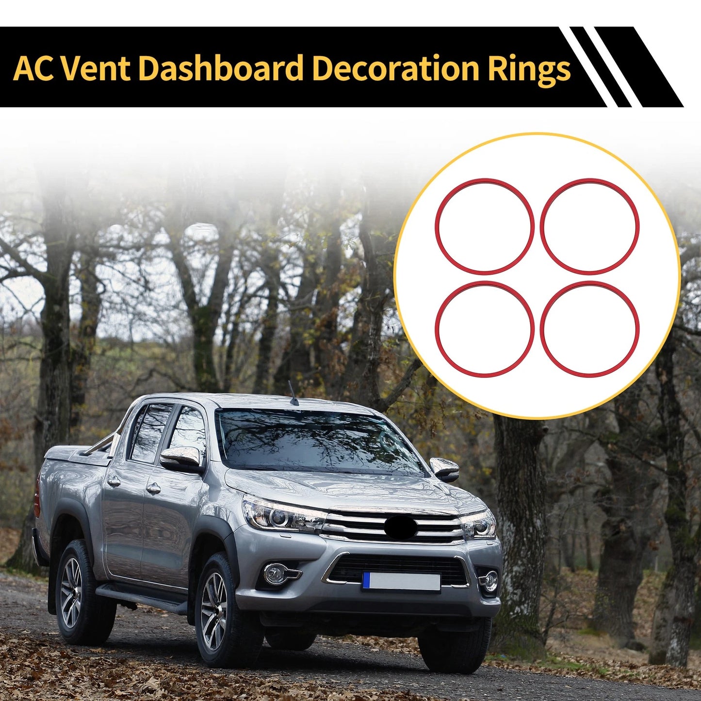 AC Vent Dashboard Decoration Rings Red for Toyota Tacoma (2016–2023)