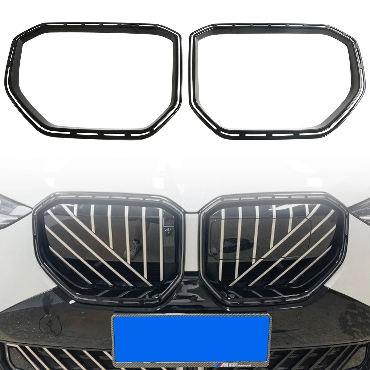 2PCS Black Front Bumper Grille Frame Cover Trim For BMW X3 G45 (2025–2026)