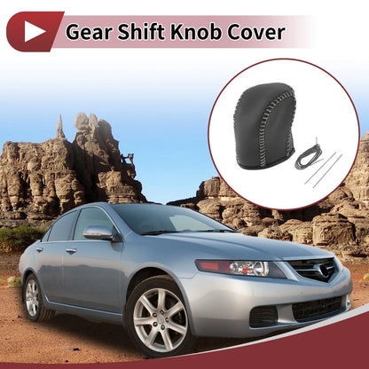 Gear Shift Knob Cover for Acura TL Black Grey Faux Leather (2009 - 2014)