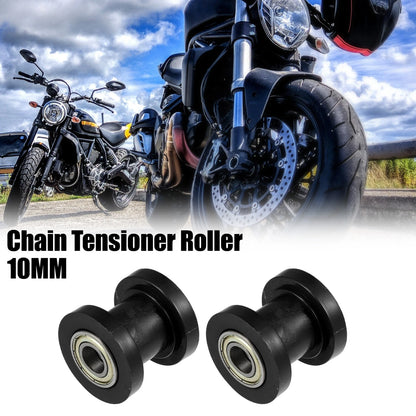 2 x 10mm Drive Chain Pulley Chain Tensioner Rubber Wheel for Motorcycle Black