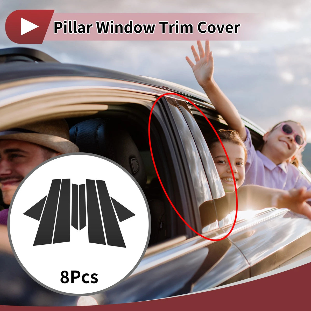 Door Pillar Window Trim for Hyundai Elantra (2007-2010) - Black Finish