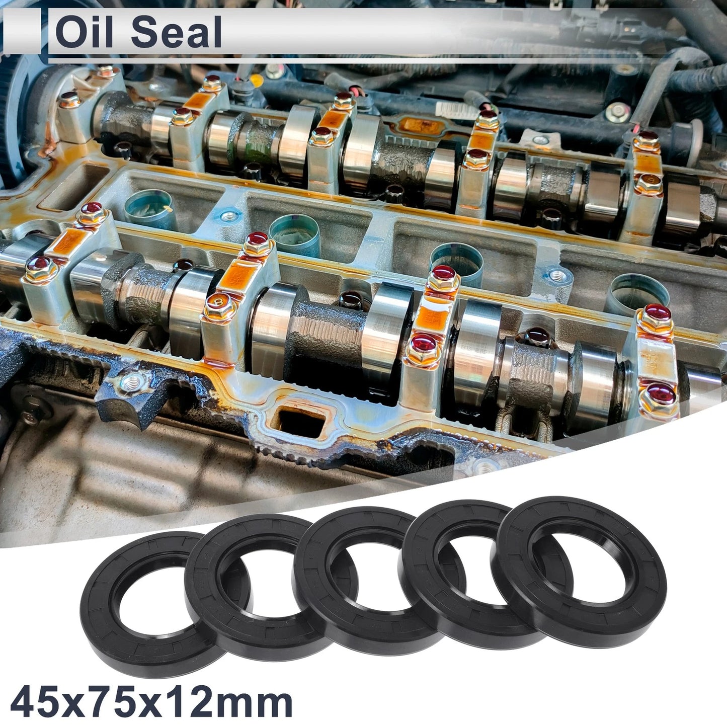 Oil Seal 45x75x12mm 5 Pcs NBR Rubber Seal Ring Rotary Shaft for MakeModel