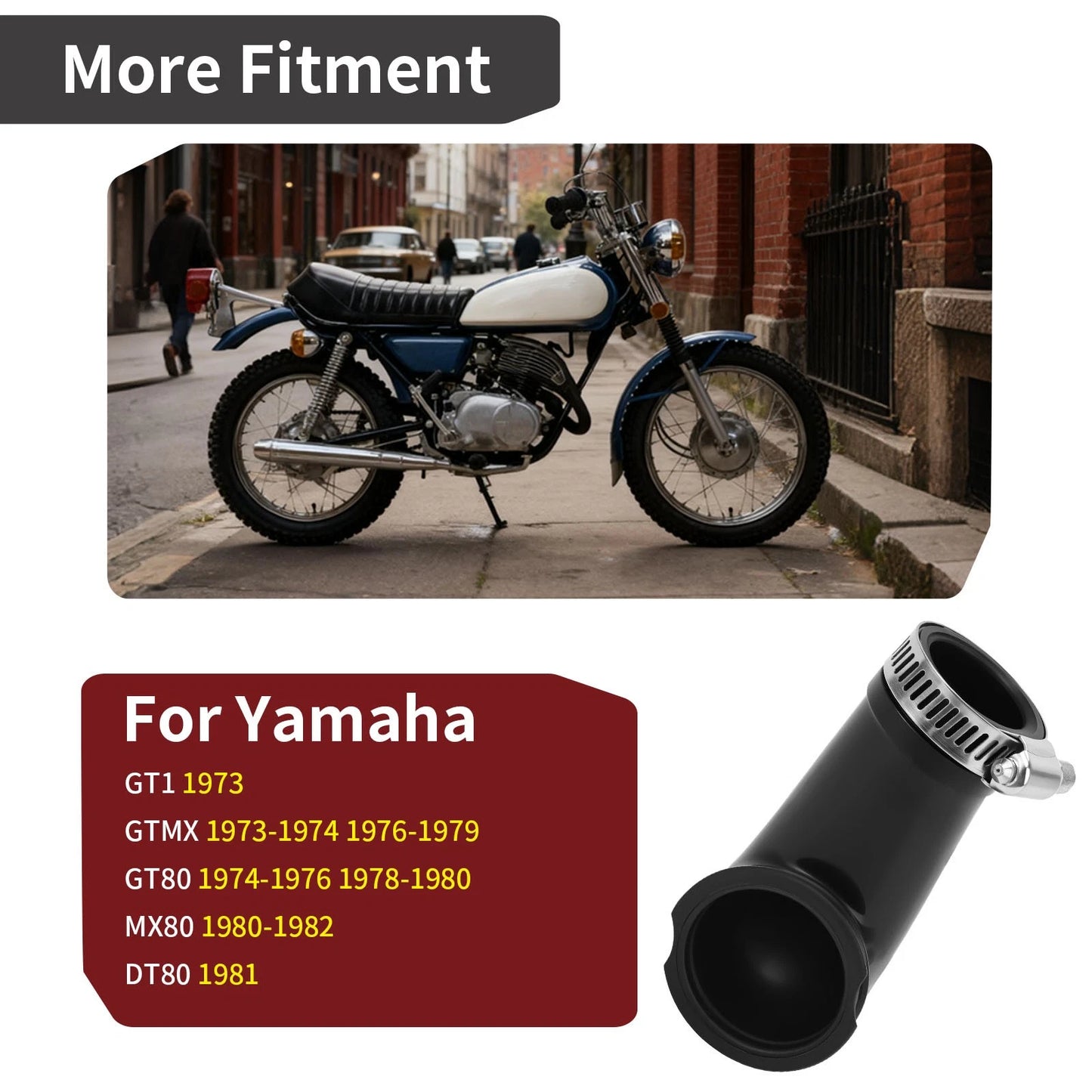 Air Box To Carburetor Intake Boot for Yamaha GT1/DT80 (1973-1981)