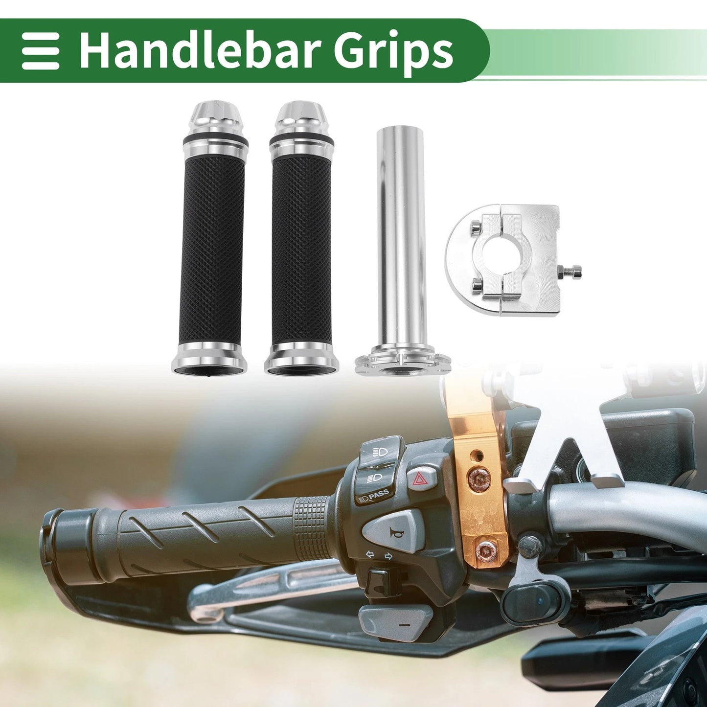 7/8" 22mm Hand Grips Cover Kit for Motorcycle Throttle Bar