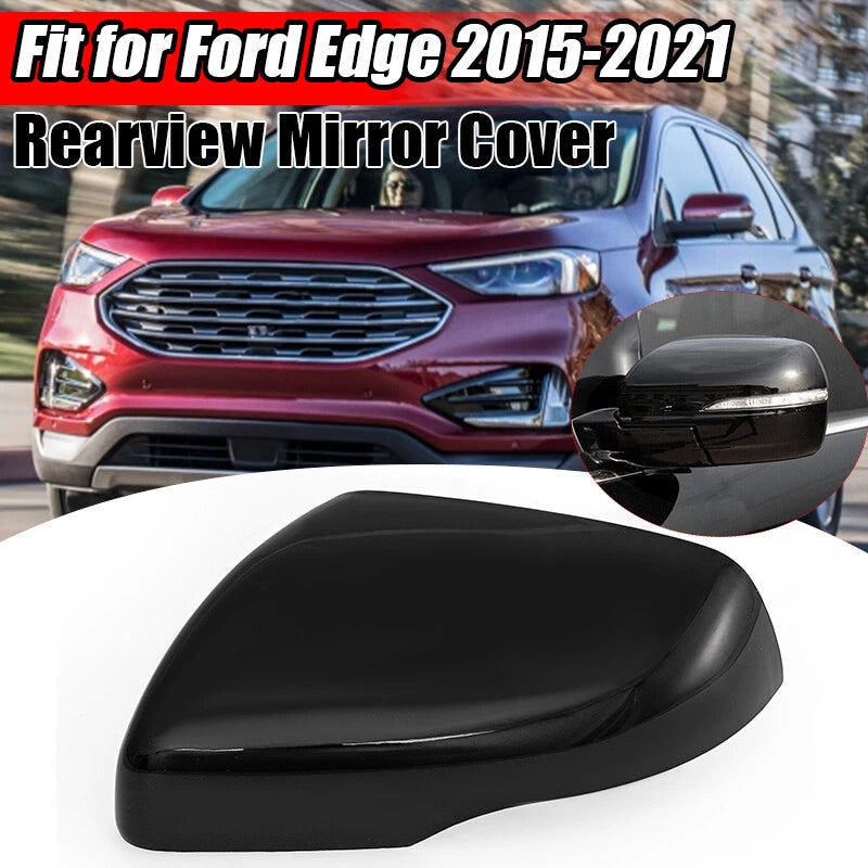 Glossy Black Left Driver Side Rearview Mirror Cover for Ford Edge (2015-2021)