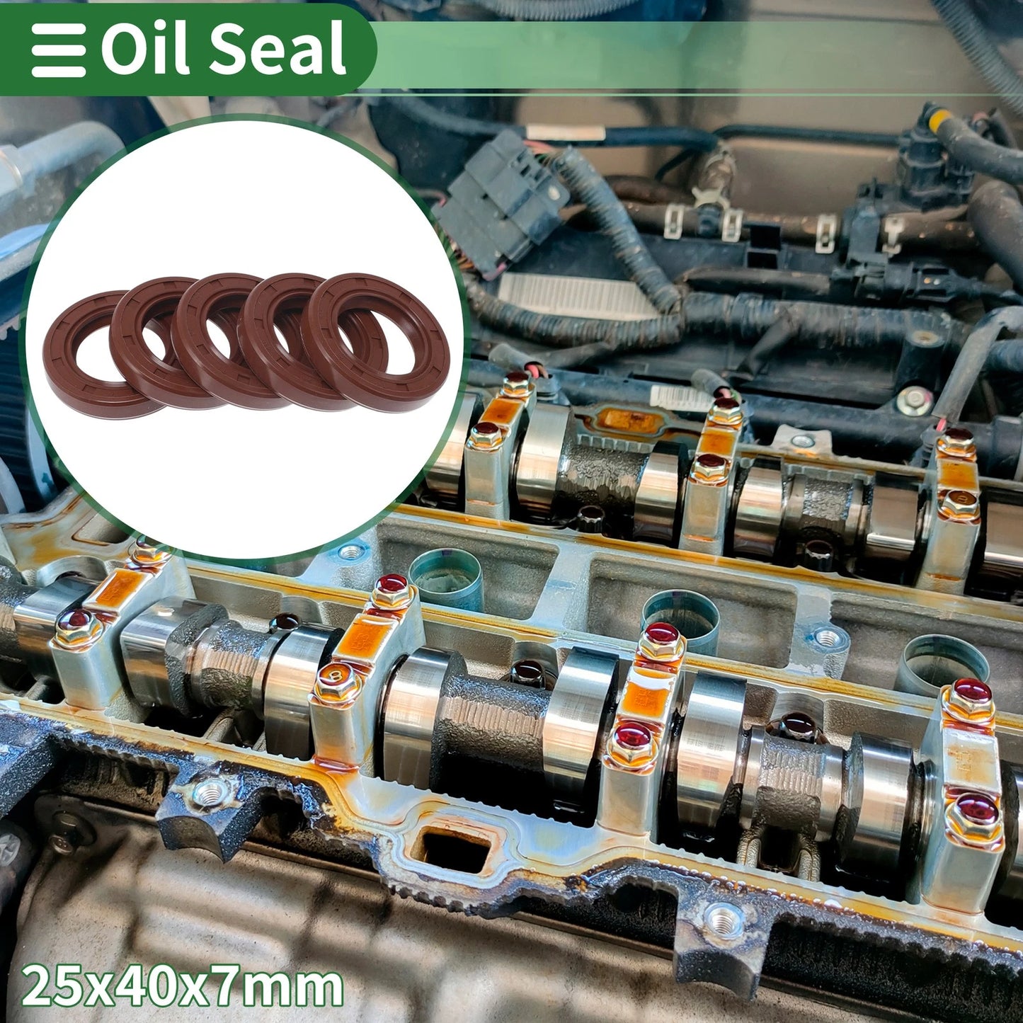 Oil Seal / 25x40x7mm / Seal Ring FKM Rubber Brown 5 Pcs for MakeModel