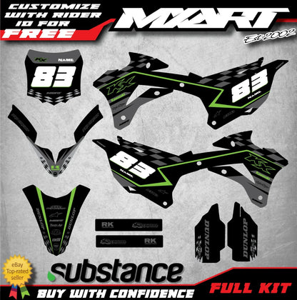 Custom Graphics Full Kit for Kawasaki KX 85 2014-2021 GRANITE Style Stickers
