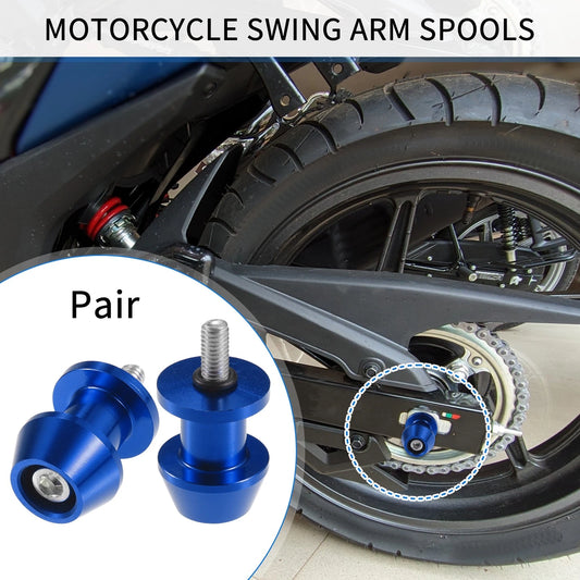 1 Pair Swingarm Spools 6mm CNC for Motorbike Blue
