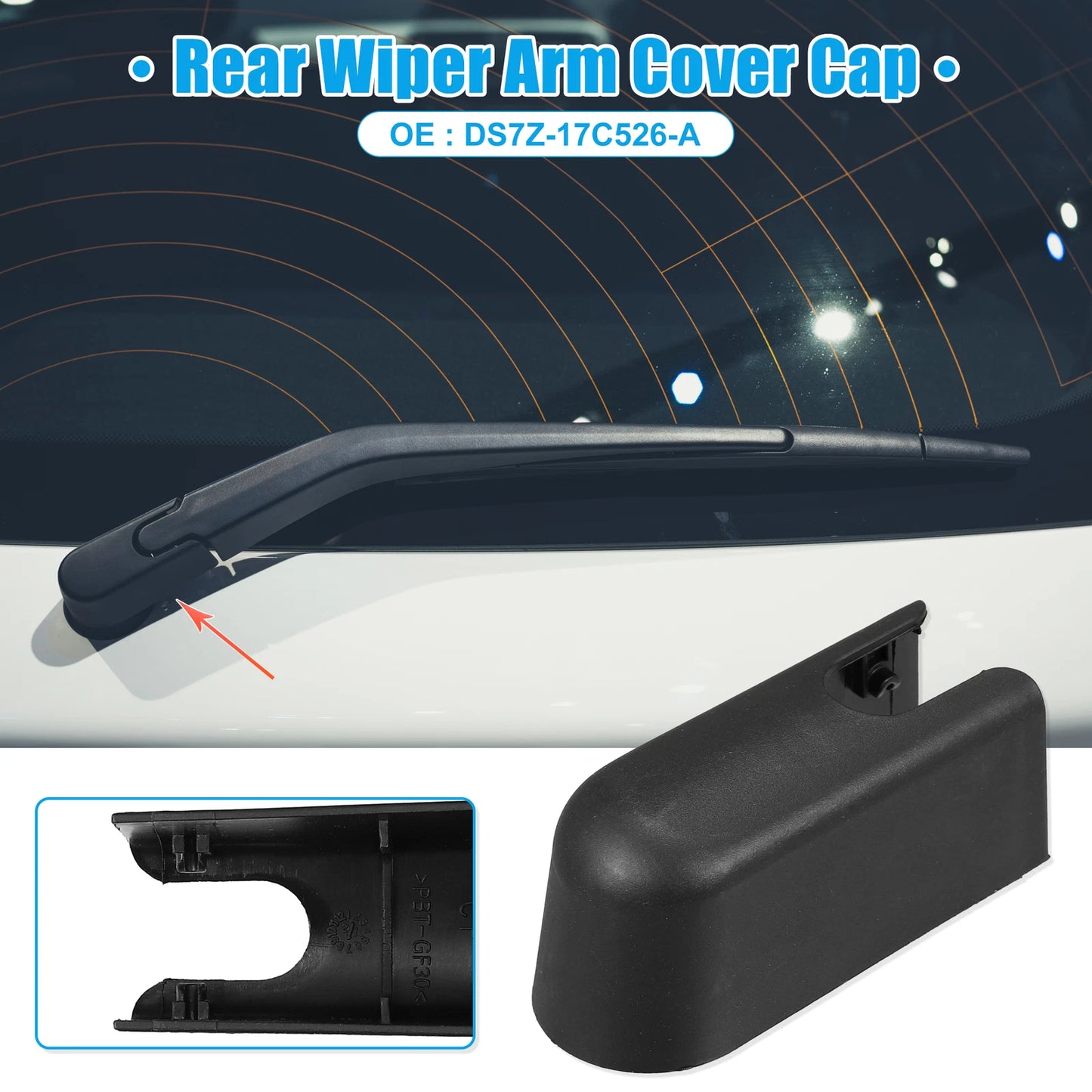 Rear Windshield Wiper Arm Nut Cover for Ford Edge (2015-2023) - Black Cap