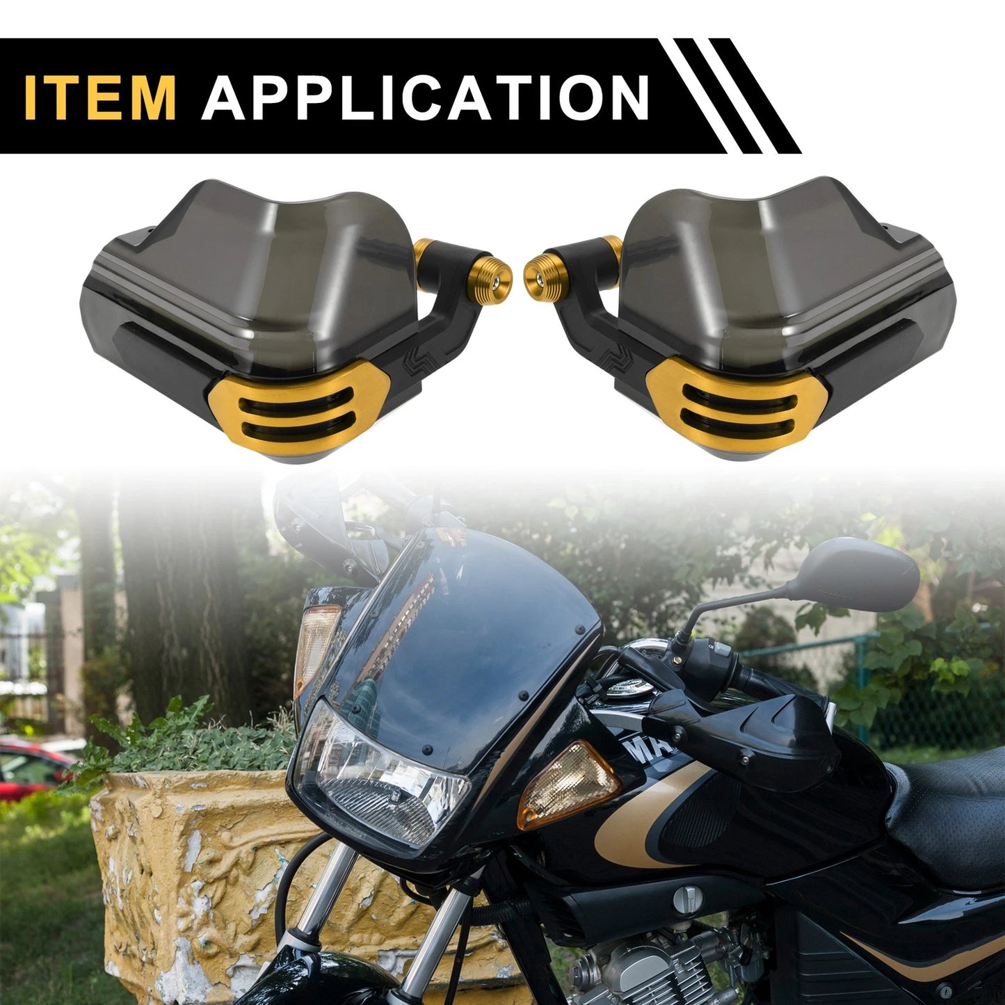 Set Universal Hand Guard Knuckle Protector Gold Tone PC for Motorcycles