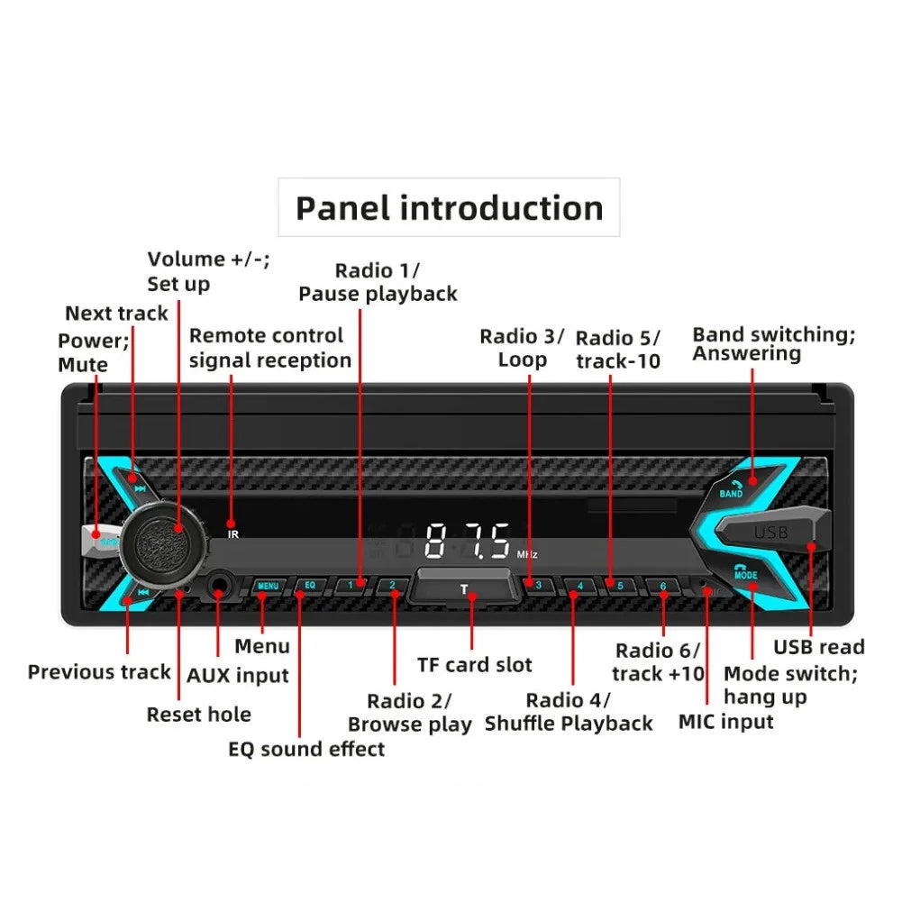 1Din Car Stereo Radio Touch Screen Bluetooth Video for Carplay Android (2015-2023)