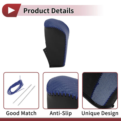 Car Gear Shift Knob Cover for BMW 3 Series E90 (2007-2013) - Black Blue Faux Leather