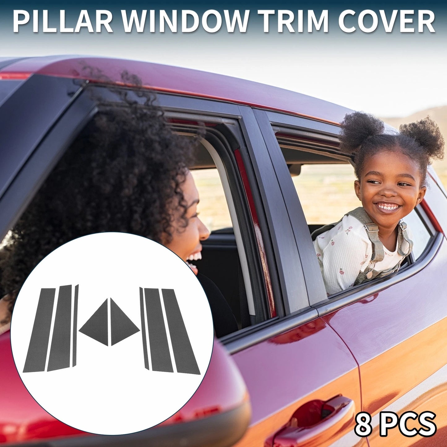 8 Pcs Door Pillar Window Trim for Toyota BZ4X (2022-2023) Carbon Fiber Black