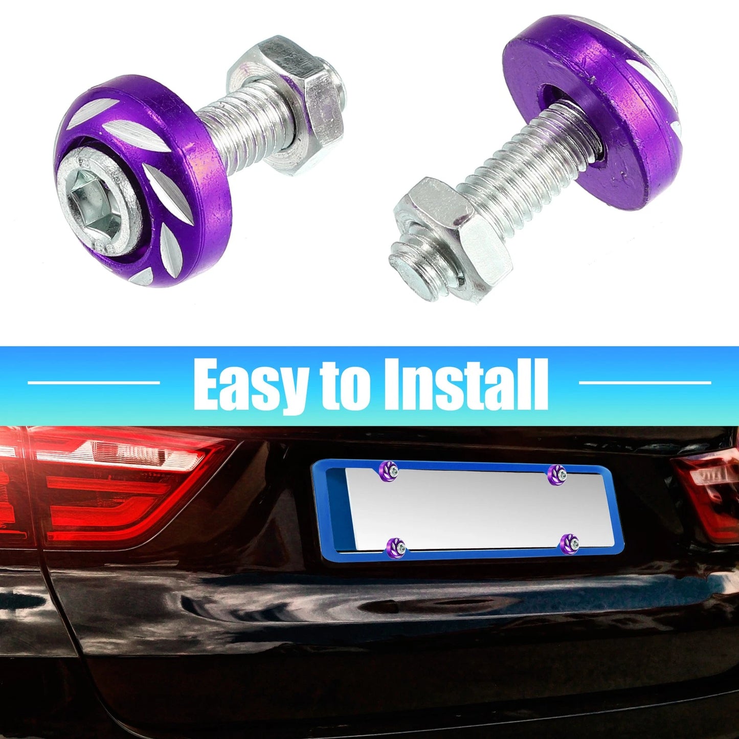 20pcs Aluminum Alloy License Plate Bolt Screw Nuts for Car Motorcycle Purple